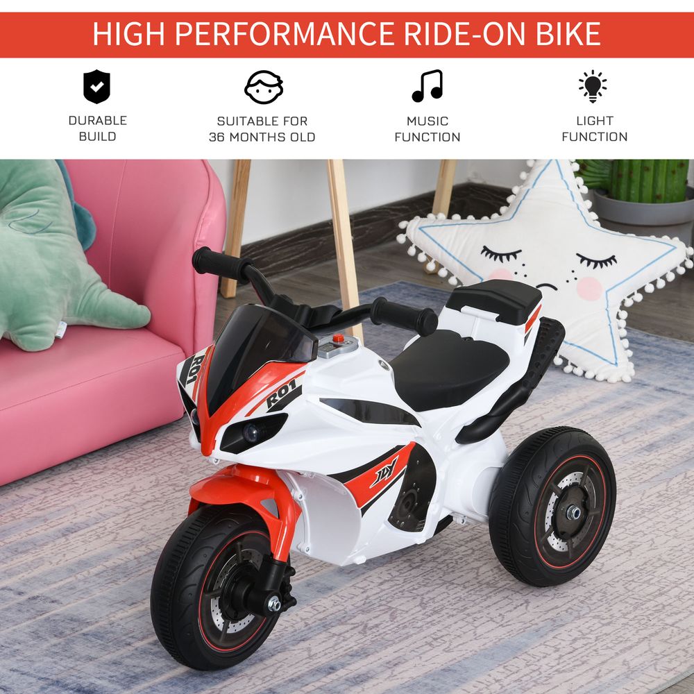 Kids Ride-On Bike 3-Wheel Vehicle w/ Music Lights 18-36 Mths