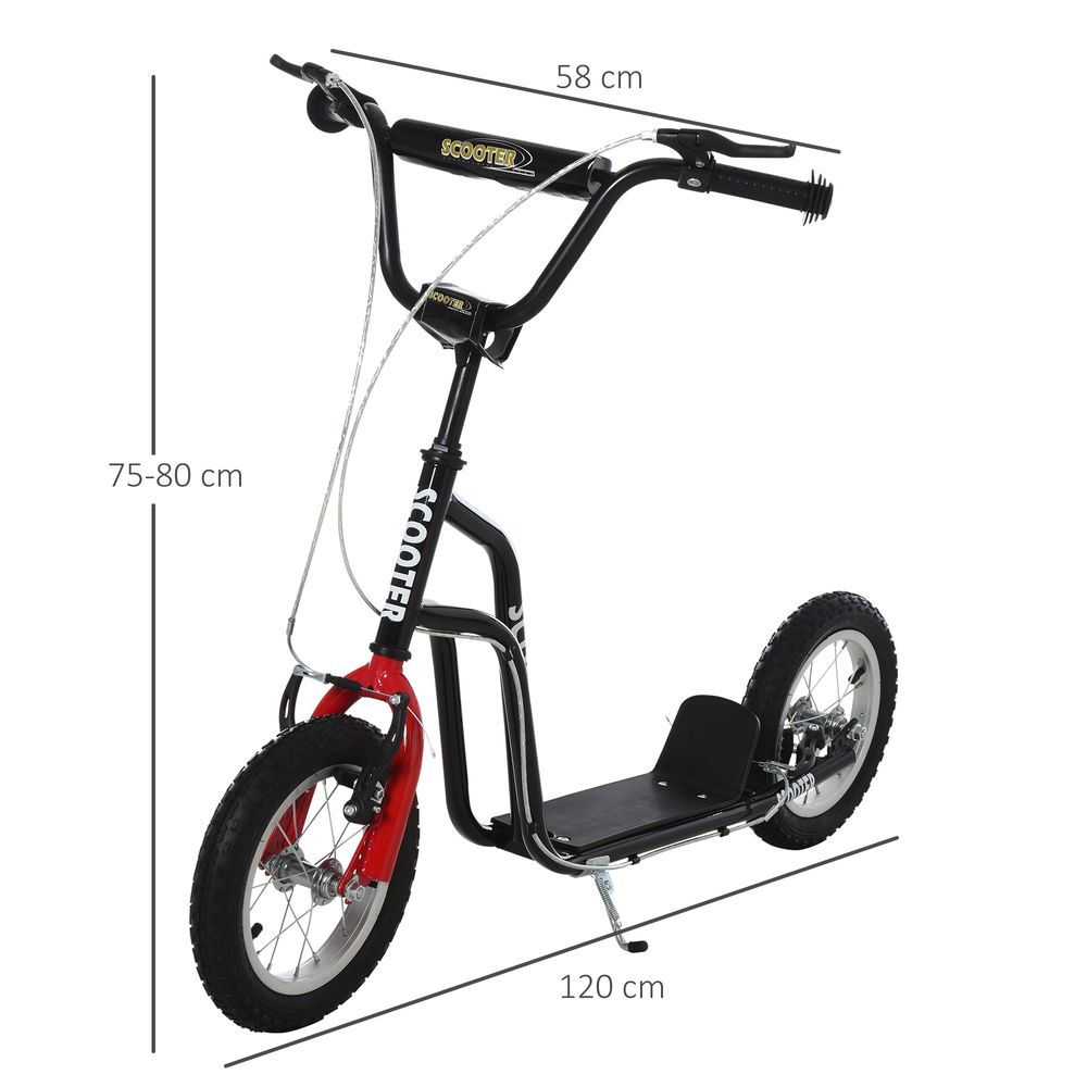 Kids Kick Scooter - Adjustable Handlebar, Inflatable Wheels, Black
