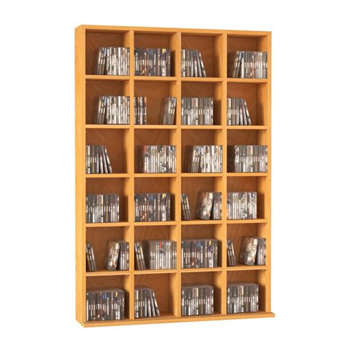480 CD/ 312 DVD Storage Unit, Media Storage Shelf, Wooden Display Unit with Adjustable Shelves, 89 x 130.5 cm, Beech Wood Finish