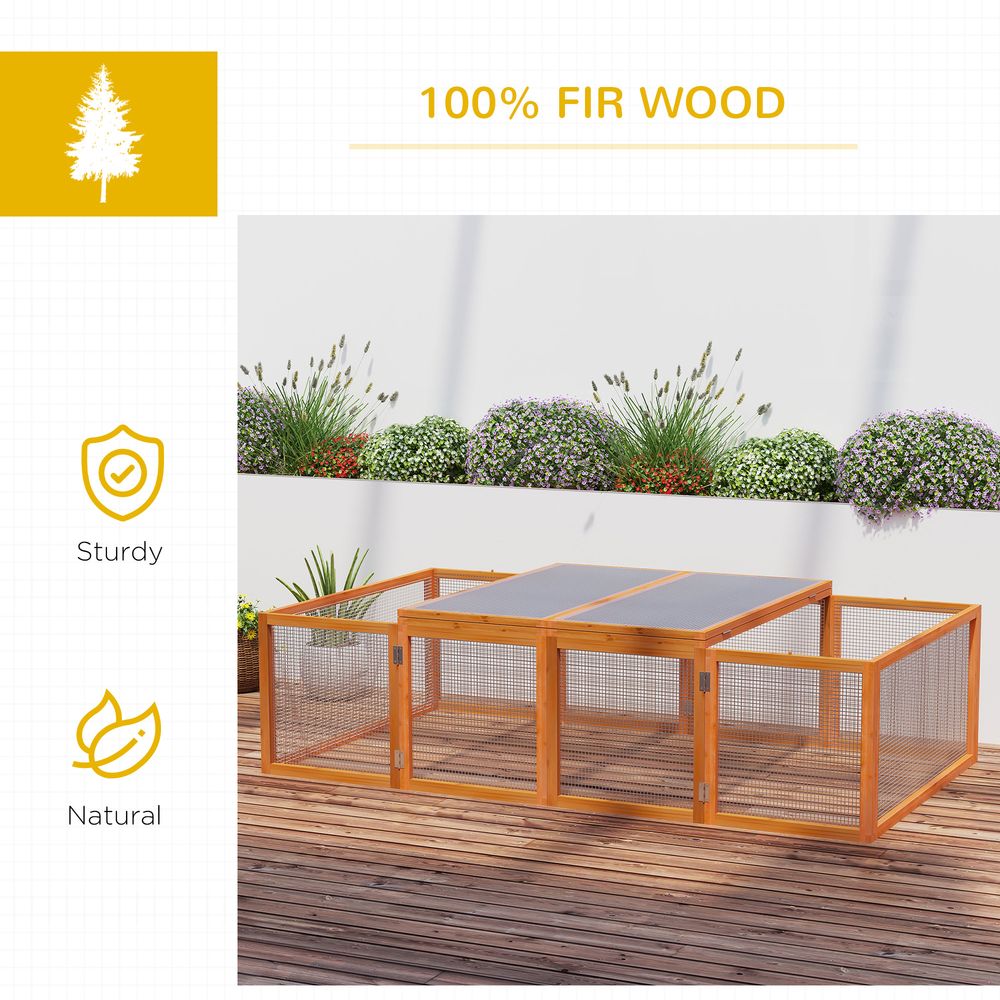 6ft Outdoor Wooden Rabbit Hutch Cage with Wire Mesh Safety Run and Play Space