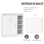 Shoe Storage Cabinet - Adjustable Shelves, Sleek White Design