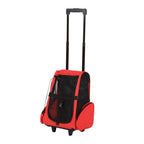 Pet Travel Backpack Bag Cat Puppy Dog Carrier w/ Trolley and Telescopic Handle Portable Stroller Wheel Luggage Bag (Red)