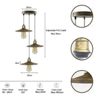 Vintage Industrial Brushed Brass Pendant Light - Metal Shade - 22cm - Easy Fit