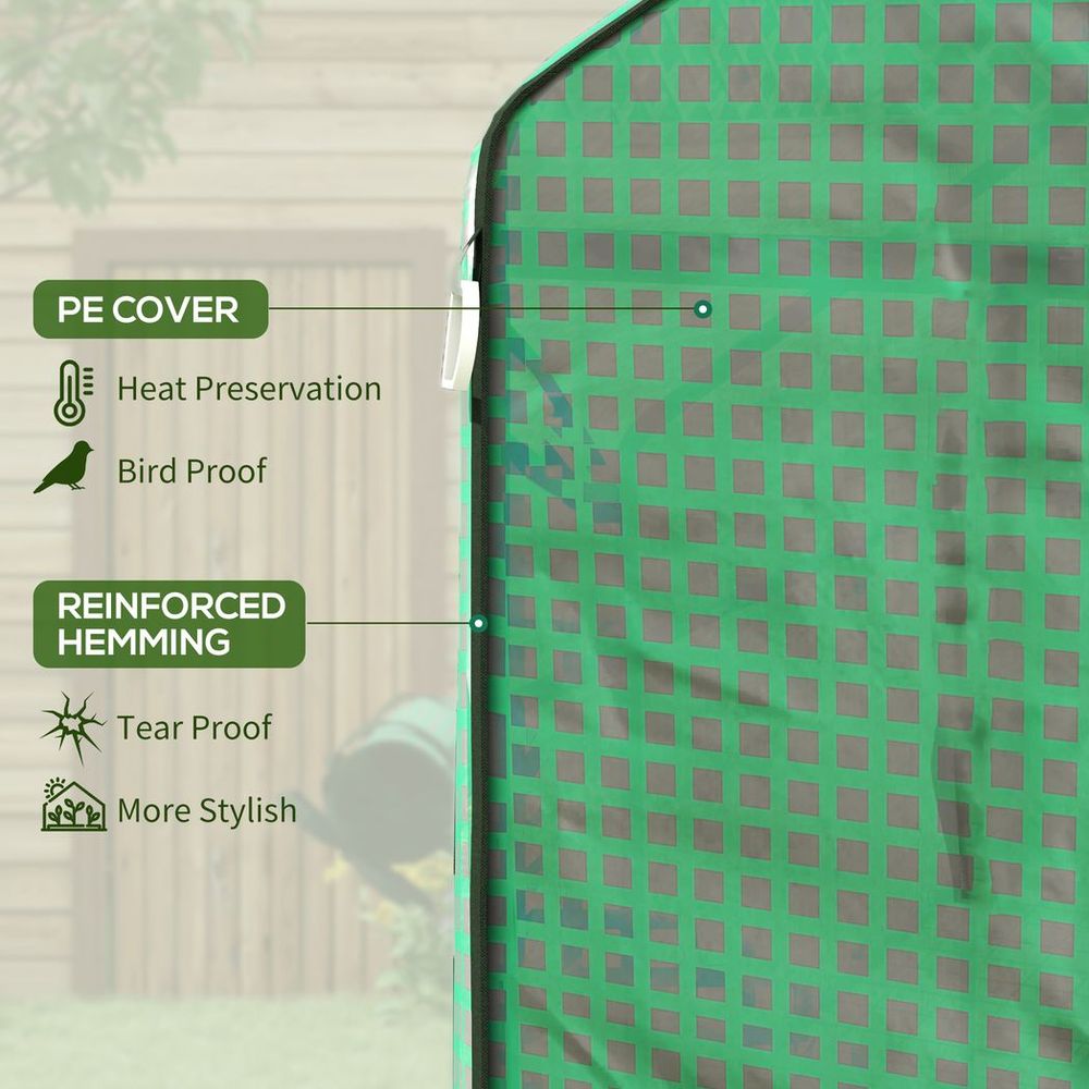 Greenhouse Cover Replacement w/ Door & Mesh Windows, Green - Durable & UV-Resistant