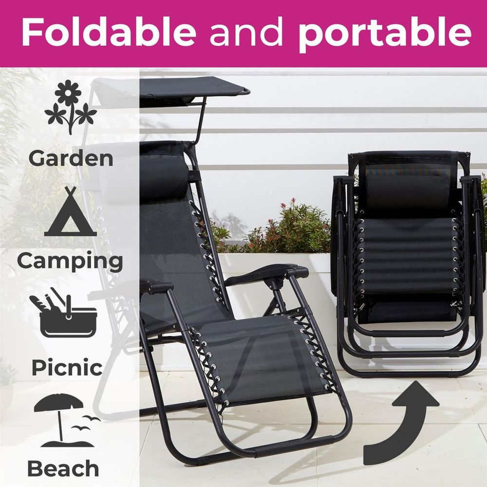 Zero Gravity Garden Chairs & Table - Adjustable, Folding, Comfortable, Durable & Stylish Furniture Set