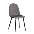 Velvet Grey Chair with Stylish Black Metal Legs