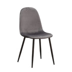 Velvet Grey Chair with Stylish Black Metal Legs