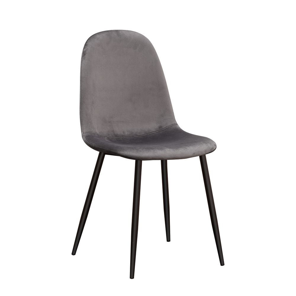 Velvet Grey Chair with Stylish Black Metal Legs