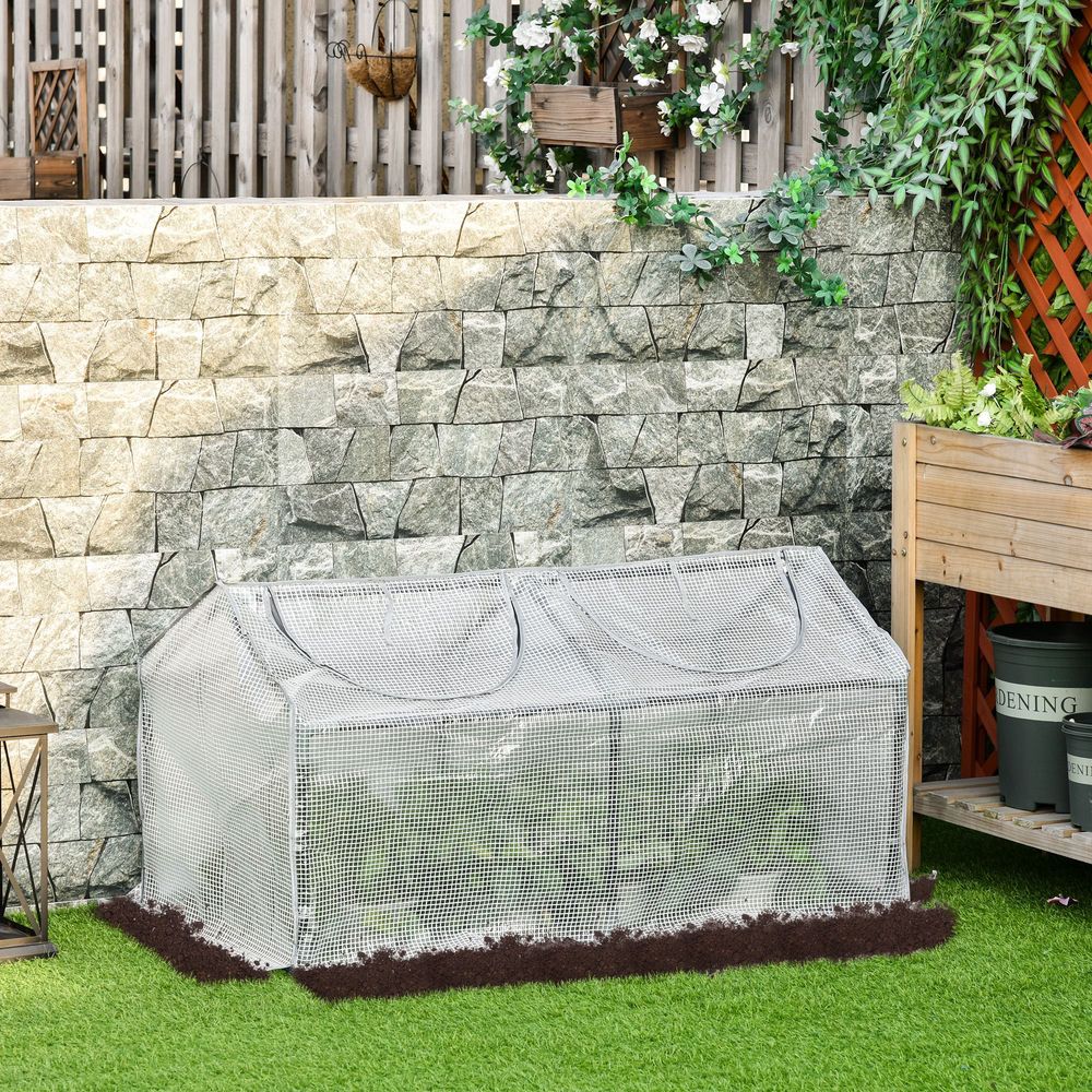 Mini Greenhouse With 2 Windows, Plant Flower Herbs Growing 120cmx60cmx60cm White