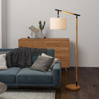 Floor Lamp: 350° Rotating Lampshade, LED Bulb, Brown - Professional Quality