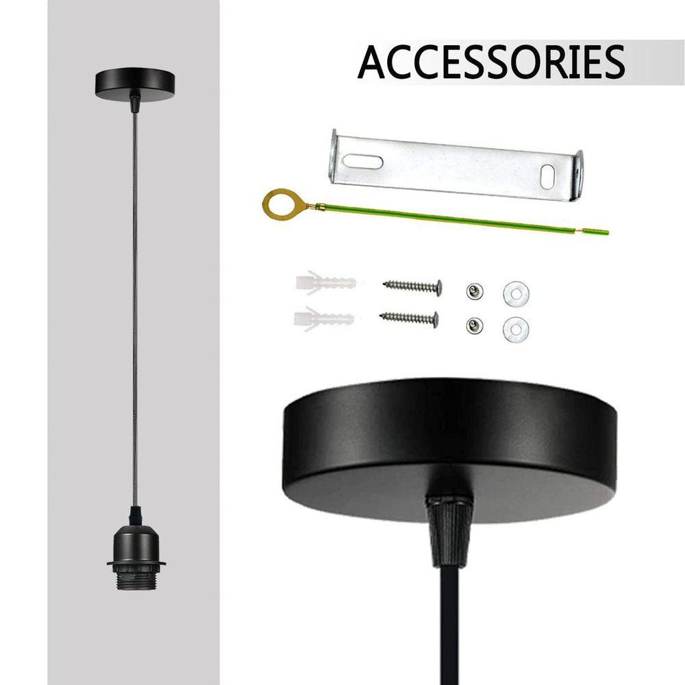 5 Pack Industrial Grey Pendant Light, Lampshade Addable E27 Lamp Holder Light