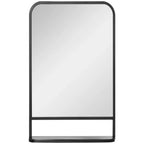 Sleek Square Wall Mirror w/ Shelf, 86x53 cm - Modern Mirrors for Living Room, Bedroom