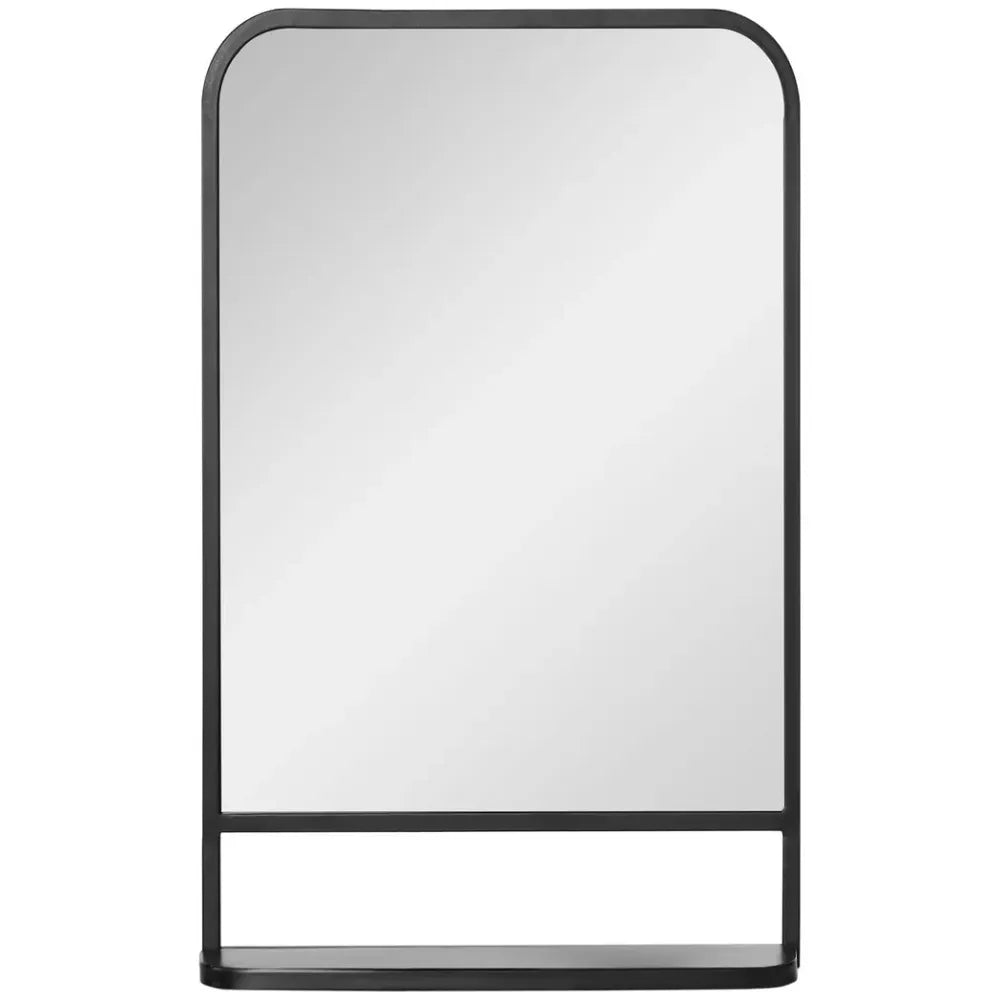 Sleek Square Wall Mirror w/ Shelf, 86x53 cm - Modern Mirrors for Living Room, Bedroom
