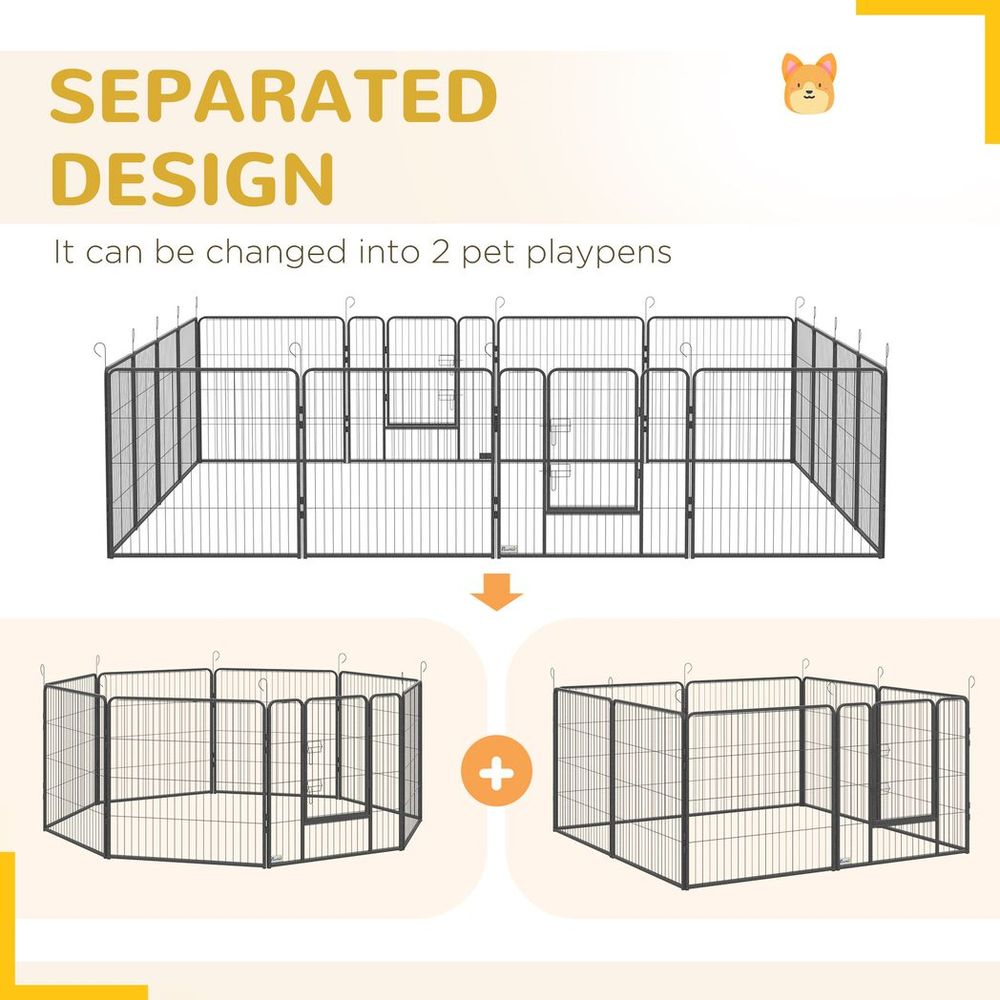 16 Panel Puppy Play Pen for Small & Medium Dogs - Heavy Duty & Spacious - 80Hcm