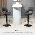 PU Leather Bar Stool Set of 2 - Adjustable Swivel with Footrest
