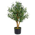65cm Realistic Artificial Olive Tree in Black Plastic Pot