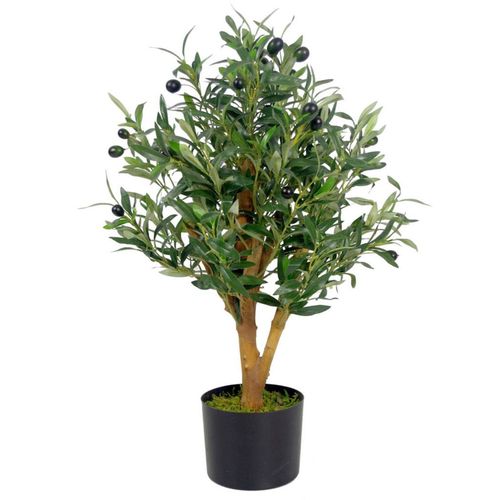 65cm Realistic Artificial Olive Tree in Black Plastic Pot