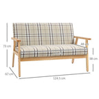 2 Seater Sofa - Rubber Wood Frame - Linen Fabric Love Seat - Small Couch