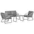 4 Piece Rattan Garden Furniture Set with Cushions, Grey