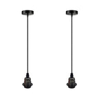 2 Pack Vintage Industrial Pendant Light,lampshade E27 UK Holder Fitting Set Black