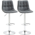 Adjustable Bar Stool Set of 2 - Grey, Swivel with Footrest
