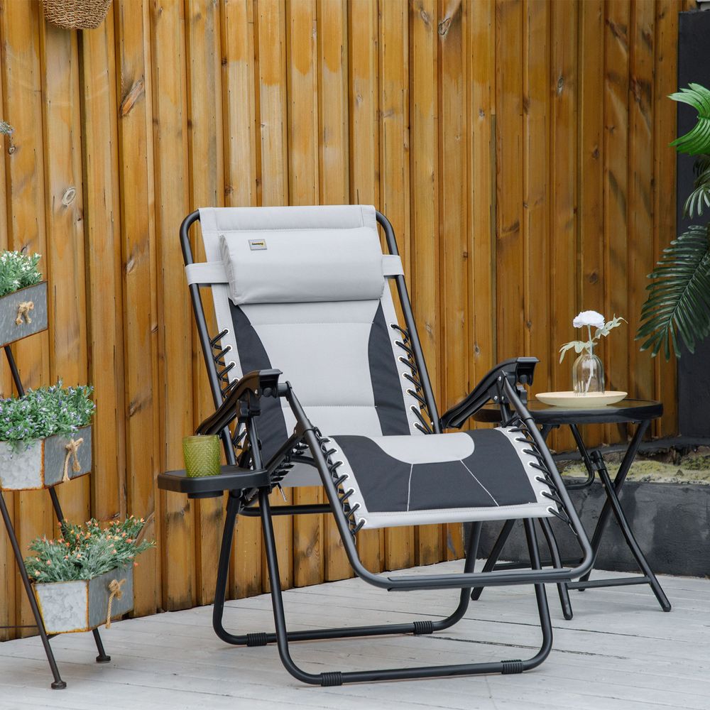 Comfort Zero Gravity Recliner, Foldable & Adjustable, Light Grey