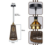 Vintage Industrial Rattan Wicker Pendant Light Shade - Stylish Ceiling Lamp for Home, Cafe, Bar - E27 Bulb Compatible