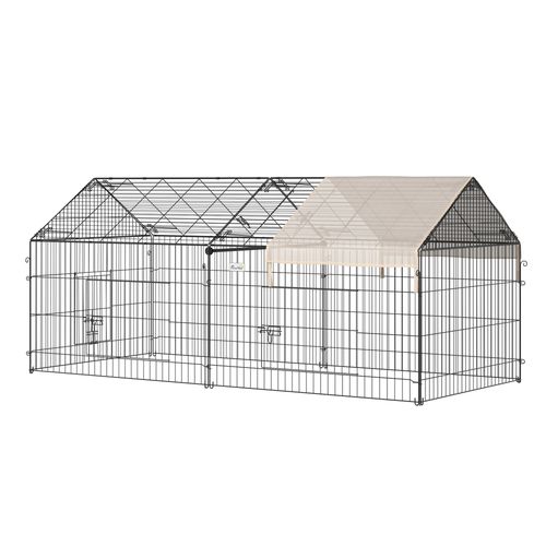 Chicken Run Coop with Cover, Outdoor Poultry Shade Cage, Beige