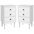 Bedside Table Set of 2, Bedside Cabinet w/ 3 Drawers, Modern Side Table
