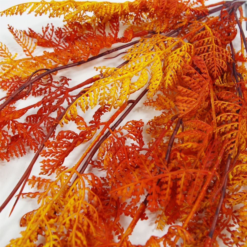 100cm Artificial Hanging Fern - Autumn Orange