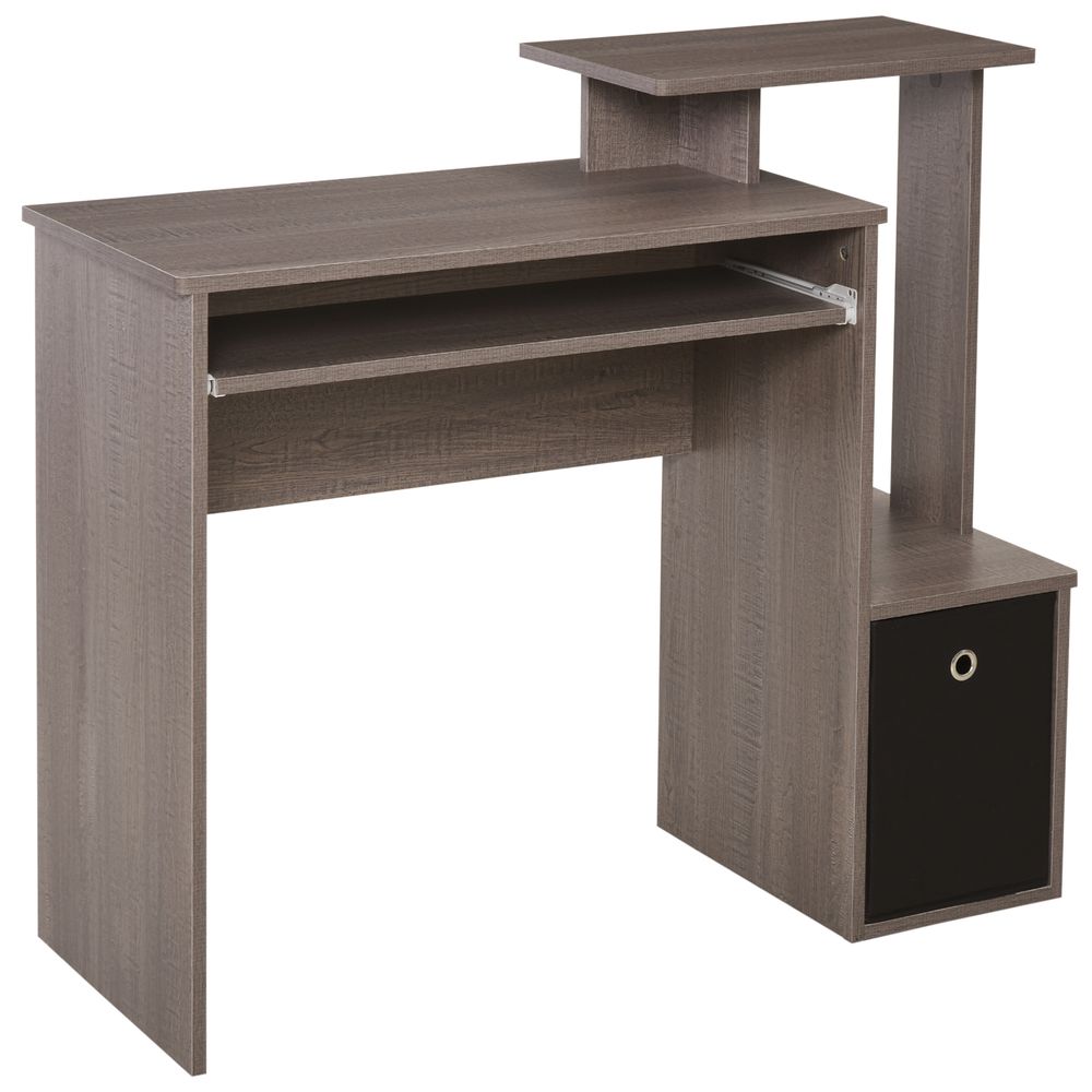 2021 Home Office Computer Desk - Sliding Keyboard Tray, Storage Drawer, Shelf - Sleek Grey Design