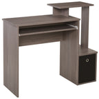 2021 Home Office Computer Desk - Sliding Keyboard Tray, Storage Drawer, Shelf - Sleek Grey Design