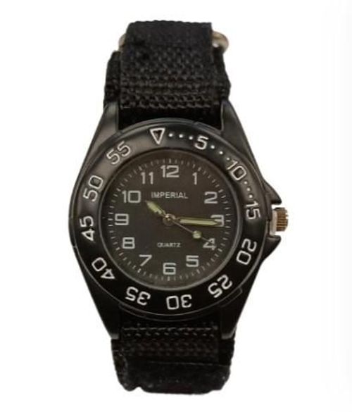 Children Black Mid Dial with Velcro Strap Easy Fasten Watch NEEDS RE-BATTERY