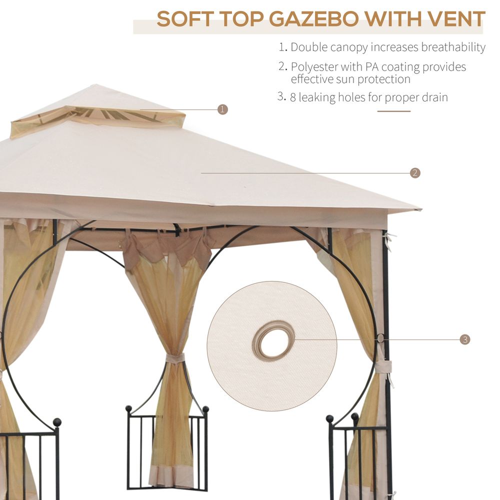Metal Gazebo Beige - Waterproof & UV Resistant - 3m x 3m - With Sides