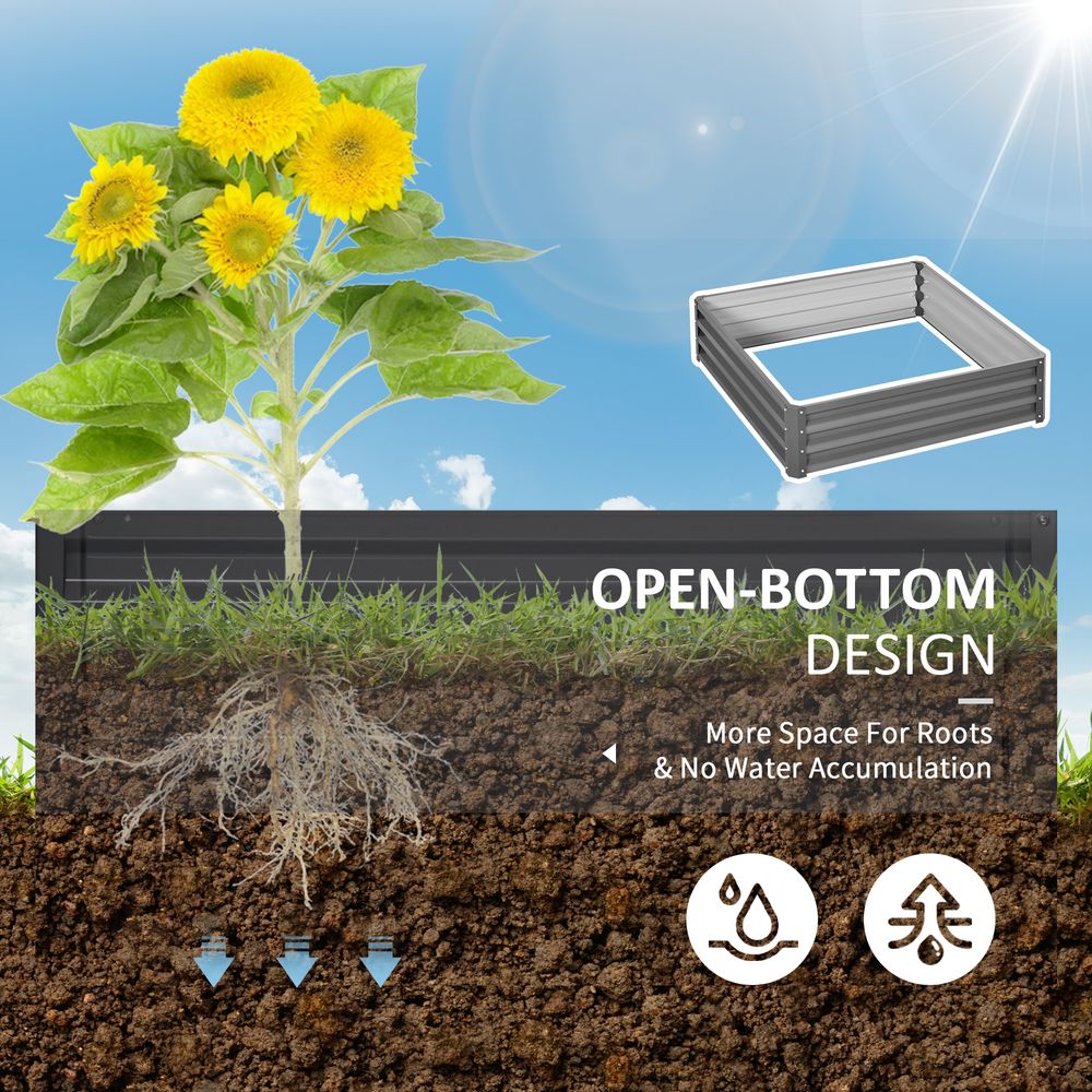Raised Garden Bed - Metal Planter - Light Grey