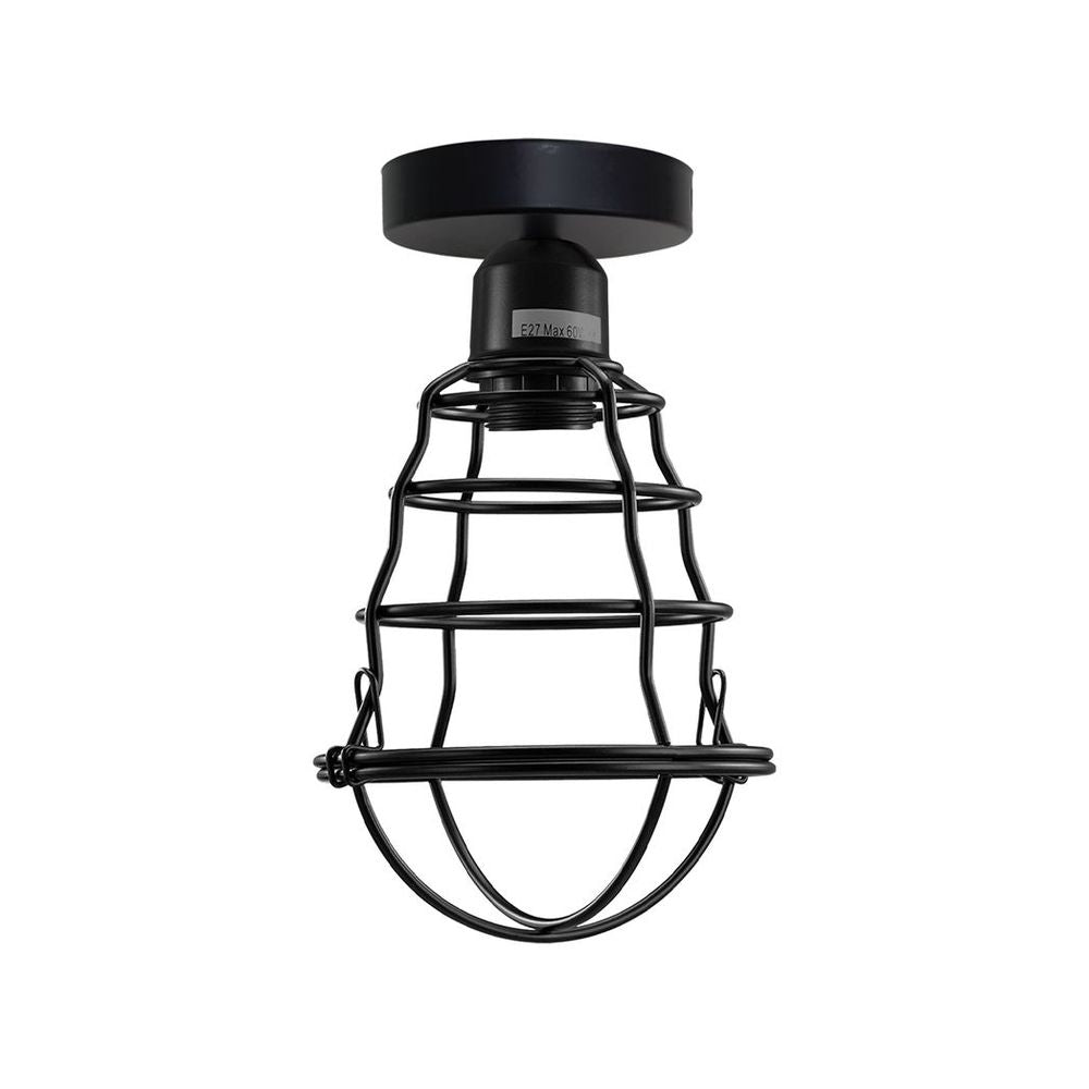 Metal Ceiling Rose Light Fitting - Vintage Wavy Wire Cage