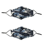 Kids Camo Face Mask - Breathable, Washable, Blue - Ages 6-12