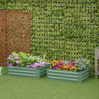 Set of 2 Raised Garden Bed Galvanised Planter Box Easy Setup Green