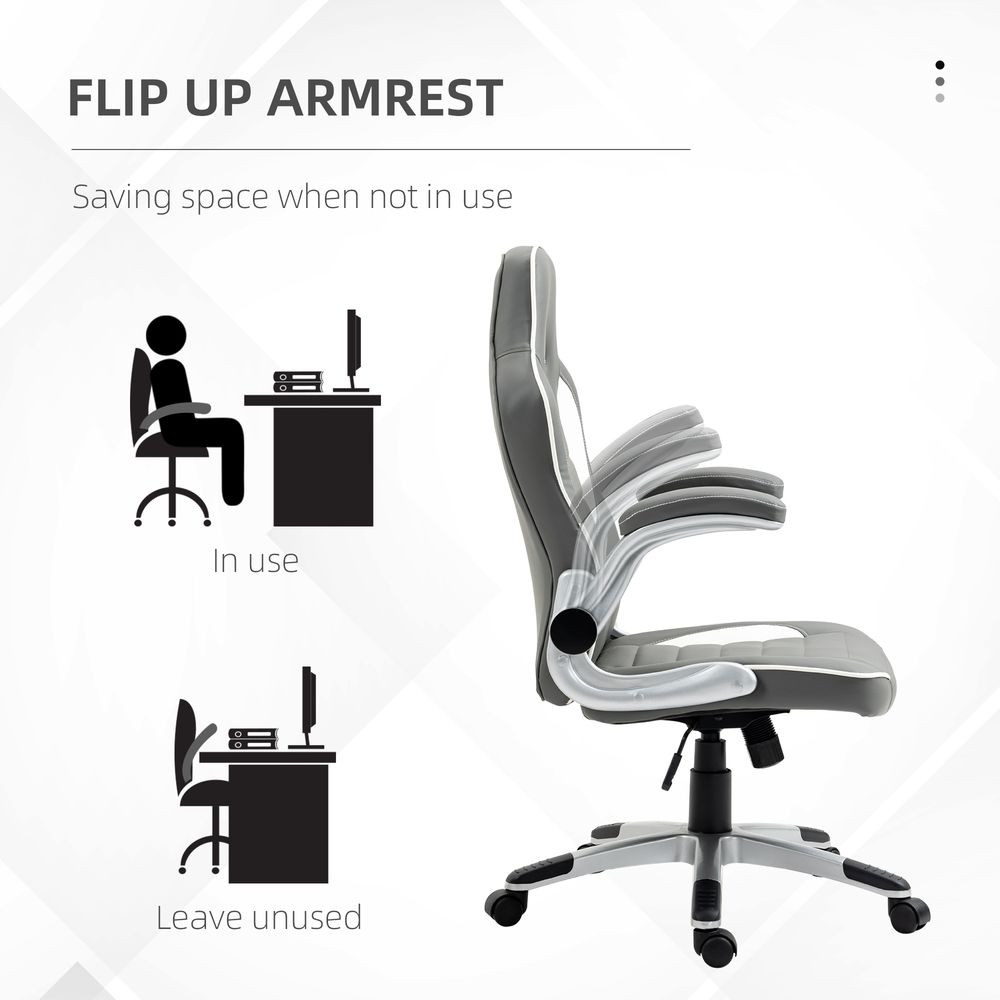Adjustable Racing Gaming Chair with Armrests - Grey