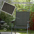 Folding Chairs - Armrests, Breathable Fabric, Dark Brown