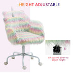 Faux Fur Unicorn Desk Chair Fluffy Home Office Chair with Armrests