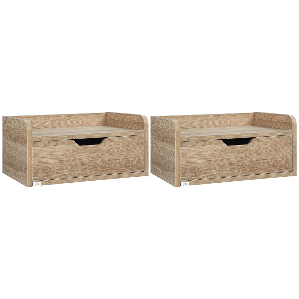 Floating Nightstand Set - Wall Mounted Bedside Table with Drawer - Pack of 2