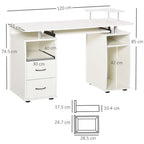 Modern White Computer Office Desk Workstation with Keyboard Tray and Drawer