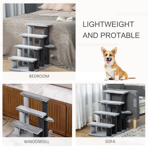 Pet Stairs with 3-step Stair, Scratching Posts, Platforms, Toy Ball