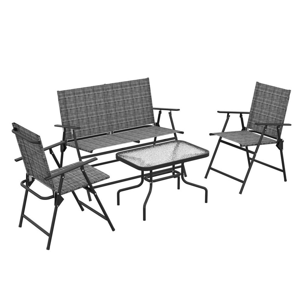Patio Furniture Set - Table, Foldable Chairs, Loveseat, Stylish Design!