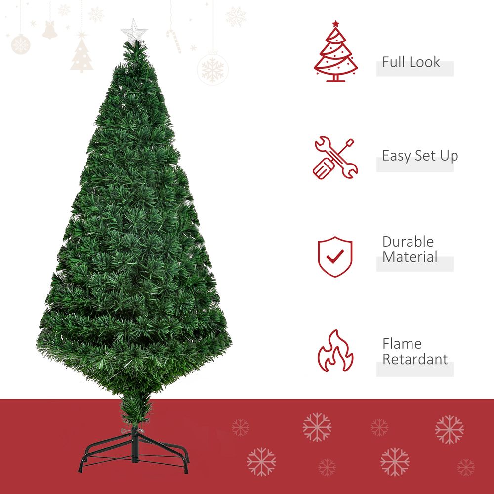 Pre-Lit Fibre Optic Artificial Christmas Tree Topper Multi-Colour 5ft
