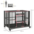 Premium 43" Foldable Heavy Duty Dog Crate - Locks, Tray, Wheels