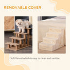 Premium Portable Dog Stairs - Washable Plush Cover - Beige