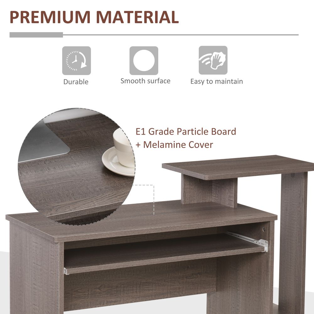 2021 Home Office Computer Desk - Sliding Keyboard Tray, Storage Drawer, Shelf - Sleek Grey Design