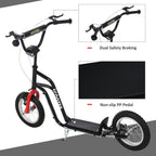 Kids Kick Scooter - Adjustable Handlebar, Inflatable Wheels, Black